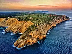 Cape Espichel as seen from the air, looking eastwards.