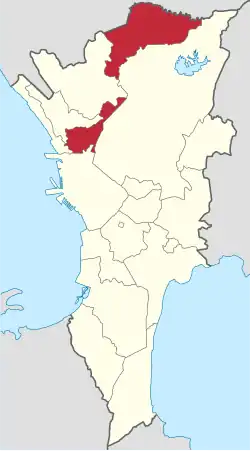 Map of Metro Manila with Caloocan highlighted