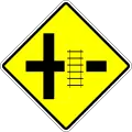 Railway crossing on the right road
