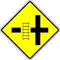 Railway crossing on the left road