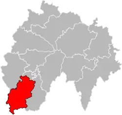 Situation of the canton of Maurs in the department of Cantal