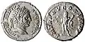 Hercules, as seen on a Denarius of the Roman Emperor Caracalla. Dated 212 CE