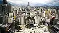 View of the reconstruction of the Plaza Diego Ibarra.