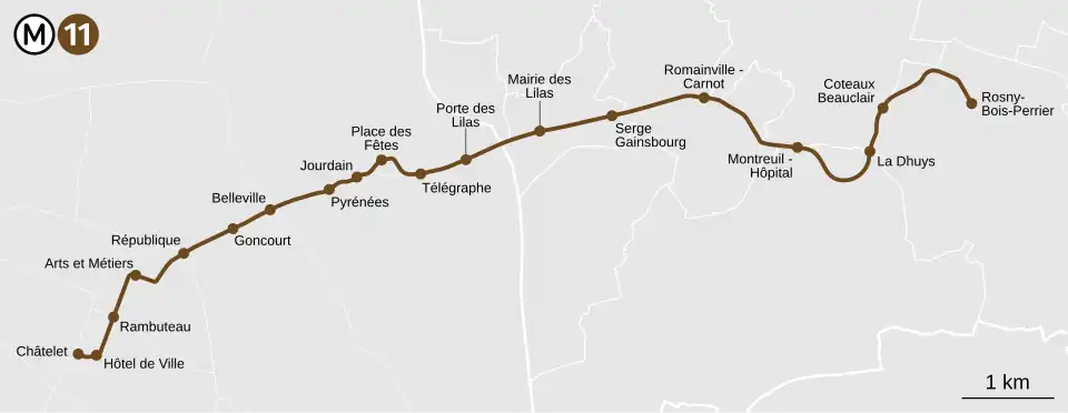 Geographically accurate map of Line 11