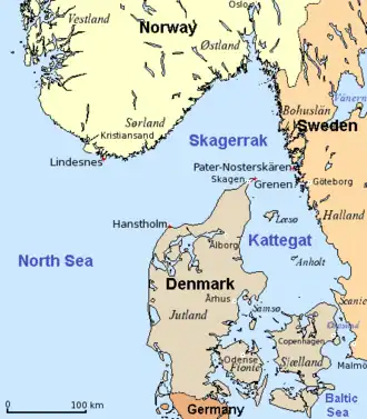 Map of Skagerrak and surrounding waters