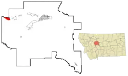Location of Simms, Montana