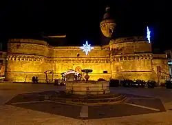 Night view of Castello Caldoresco