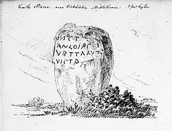 The Cat Stane illustrated in 1860 for the Society of Antiquaries of Scotland.