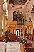 Cathedral's lectern and pipe organ.