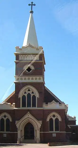 Queen of Angels Roman Catholic church on the corner of South Road and Kintore Street