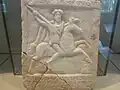 Thracian horseman, funerary stele with Greek inscription, Madara Museum, Bulgaria