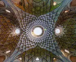 Muqarnas vaults over the Amin al-Dawla Caravanserai (19th century) inside the Kashan Bazaar, Iran