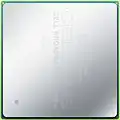 The 90&nbsp;nm Cell/B.E. that shipped with the first PlayStation 3. The usual way one would see it is with its lid on, as it is glued on and not easily removed.