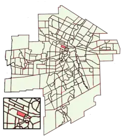 Location of Centennial within Winnipeg