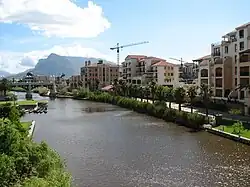The main Canal within Century City, with Table Mountain in the background