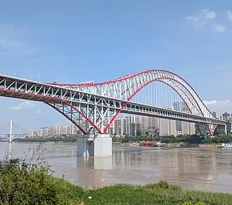 The Chaotianmen Bridge, an arch bridge in Chongqing, was completed in 2009.