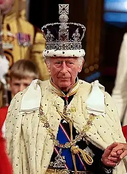 Charles III wearing the crown to the 2024 State Opening of Parliament