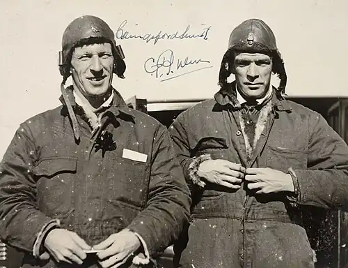 Charles Kingsford-Smith and Charles Ulm, on landing after the first trans-Pacific flight, Mascot, 10 June 1928