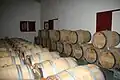 Barrel aging room at Château Haut-Bailly.
