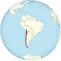 Localisation du Chili sur une carte d'Amérique du Sud