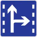 Lane for proceeding straight and right turns