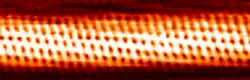 A 7&nbsp;nm long part of a single-walled carbon nanotube.