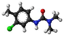 Ball-and-stick model of the chlortoluron molecule