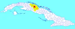 Cifuentes municipality (red) within Villa Clara Province (yellow) and Cuba