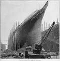 Bow view of City of New York before launching.