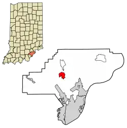 Location of Memphis in Clark County, Indiana.
