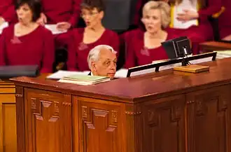 Clay Christiansen at the organ in the Salt Lake Tabernacle in Salt Lake City, Utah.