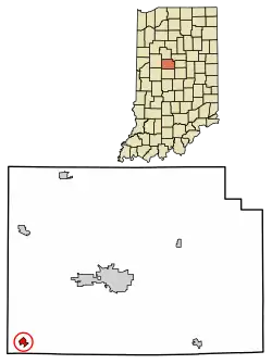 Location of Colfax in Clinton County, Indiana.