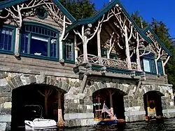 Closeup of the second boathouse at Topridge