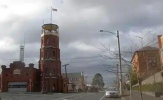 Former East Ballarat Civic Area on the corner of Barkly and East Streets. The Ballarat Fire Station is on the left, the old library and Ballarat Secondary College are on the right.
