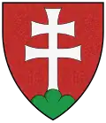 Patriarchal cross for Hungary formalized by Louis I seen in the modern Coat of arms of Hungary and here
