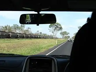 Coal Train next to Peak Downs Highway, Coppabella, 2004