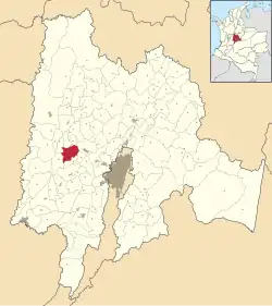 Location of the municipality and town inside Cundinamarca Department of Colombia
