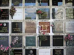 Detail of the columbarium at Père Lachaise Cemetery, Paris