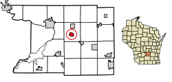 Location of Wyocena in Columbia County, Wisconsin