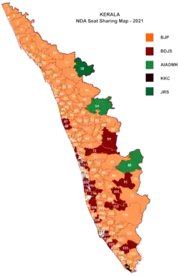 NDA's seat sharing map for the 2021 Kerala Legislative Assembly election