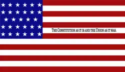 Digital Reconstruction of a flag flown 1862 with a popular copperhead slogan[39]