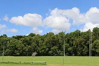 Sports field and the nature reserve.
