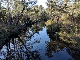 Corang River looking west with Corang on the right and Oallen on the left
