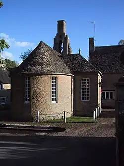 Village centre and village hall at Cornwell (Kembleford police station in series 5)