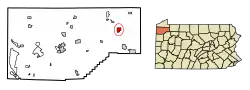 Location of Centerville in Crawford County, Pennsylvania.