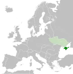 Crimea in 1942 (Dark green) – Within Reichskommissariat Ukraine (light green)