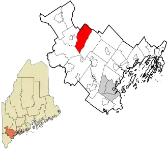 Location in Cumberland County and the state of Maine.