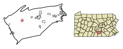 Location of Newville in Cumberland County, Pennsylvania.