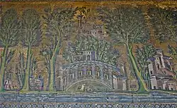 Portion of the so-called "Barada Panel" in the Umayyad Mosque, in Syria (8th century)