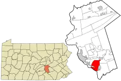 Location in Dauphin County and state of Pennsylvania.